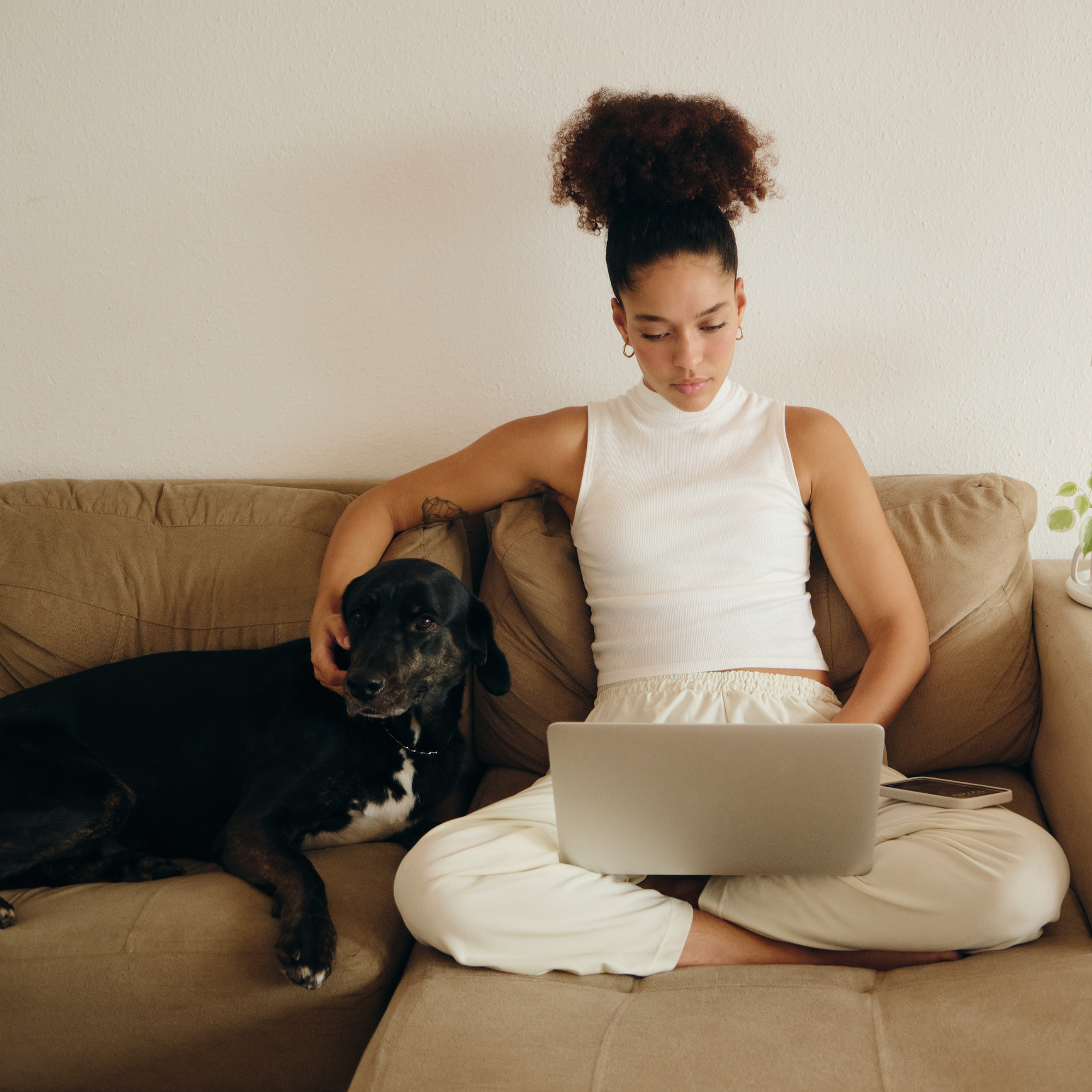 free-articles Woman reading free articles with dog